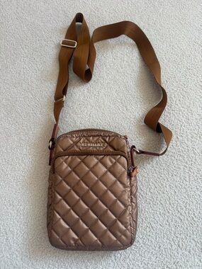 MZ Wallace Quilted Crossbody Bag in Metallic Bronze